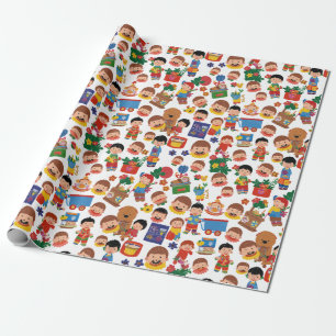 Barn med leksaker presentpapper