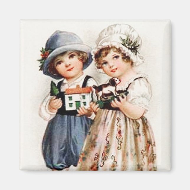 Barn med Leksaker Vintage Magnet (Framsidan)