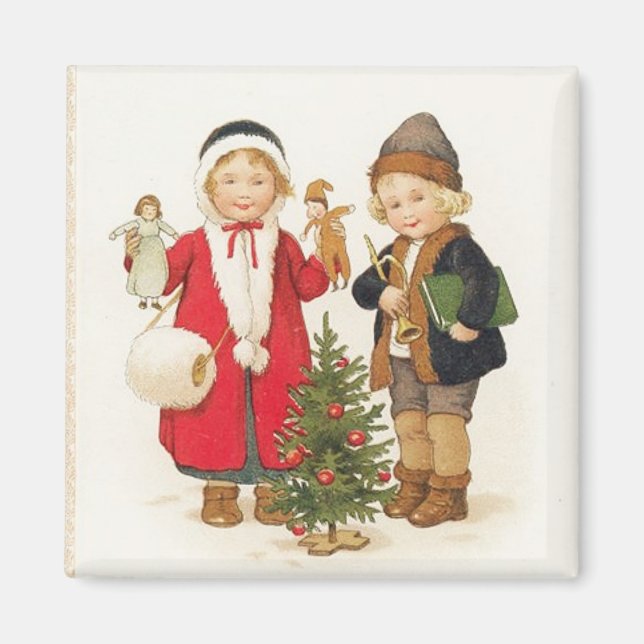 Barn med Leksaker Vintage Magnet (Framsidan)