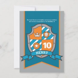 Barn med medeltida sköld 10-årsdag inbjudan