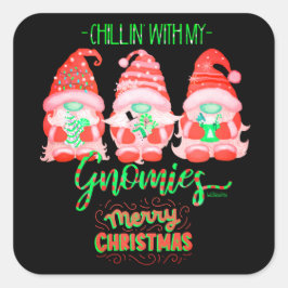 BARN MED MIN GNOMIES Lustiga julklappar Fyrkantigt Klistermärke