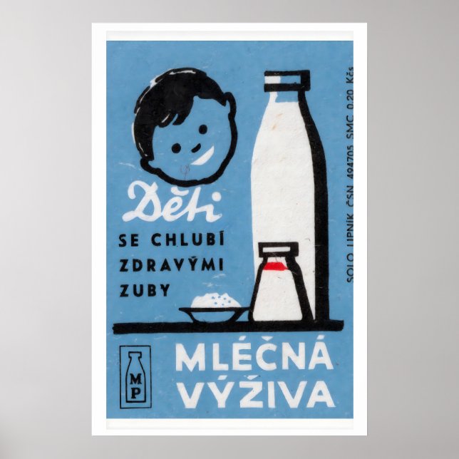 Barn med mjölk Matchbox konsttryck Poster (Framsidan)