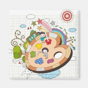 Barn med paintbrushes magnet