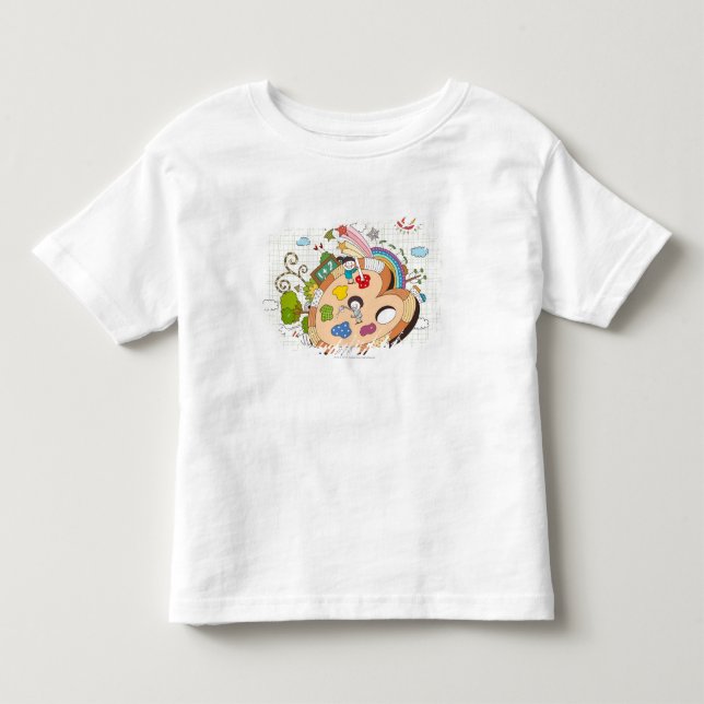 Barn med paintbrushes t shirt (Framsida)