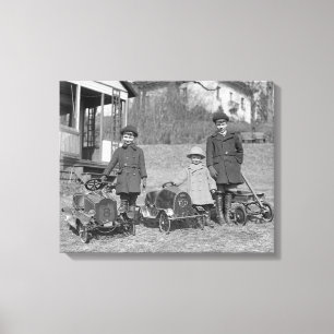 Barn med pedalbilar, 1924 canvastryck