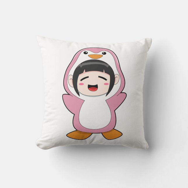 Barn med Penguin Costume Kudde (Framsida)