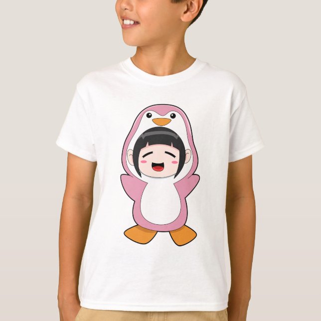 Barn med Penguin Costume T Shirt (Framsida)