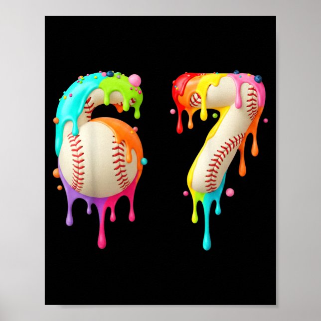 Barn Meme 67 Nummer Sex 6 Sju 7 Glass Drippar  Poster (Framsidan)