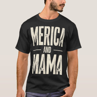 Barn Merica och Mamma Roligt Patriotiskt Mamma USA T Shirt