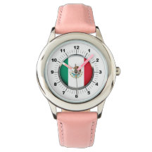 Barn Mexico Flagga Leather Strap Watch