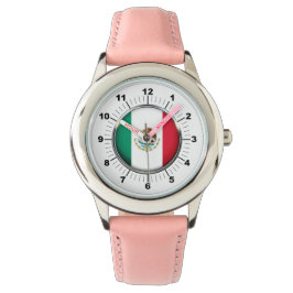 Barn Mexico Flagga Leather Strap Watch Armbandsur
