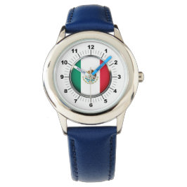 Barn Mexiko Flagga Blue Leather Strap Watch Armbandsur