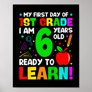Barn min första dag i första Klass 6 år gammal Poster