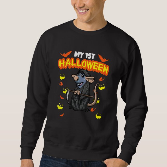 Barn Min Första Halloween Skräck Hallows Eve Födel Lång Ärmad Tröja (Framsida)