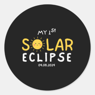 Barn min första solariska Eclipse 2024 Lustigt Kid Runt Klistermärke