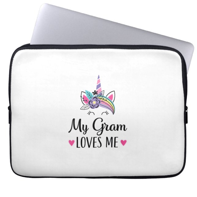 Barn Min Mormor Älskar Mig Enhörning Barntröja Laptop Fodral (Framsidan)