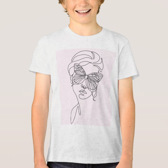 barn minimalist fjäril ansikte konst t-shirt (Framsida)