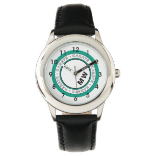 Barn Monogram Karate Text Circle Watch Armbandsur