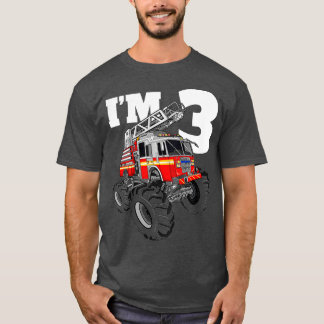 Barn, monster Fire Lastbil 3:e födelsedagstjocklek T Shirt