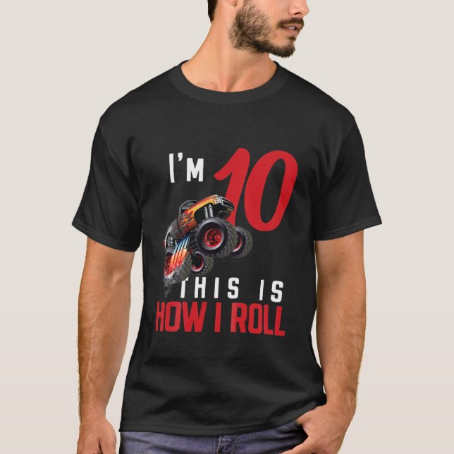 Barn Monster Lastbil 10:e födelsedag Så här kör ja T Shirt (Framsida)