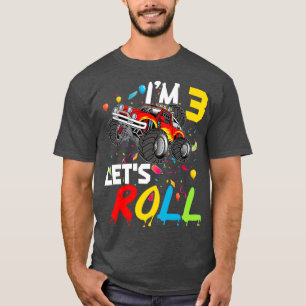Barn Monster Lastbil 3 år gammal födelsedagskalend T Shirt