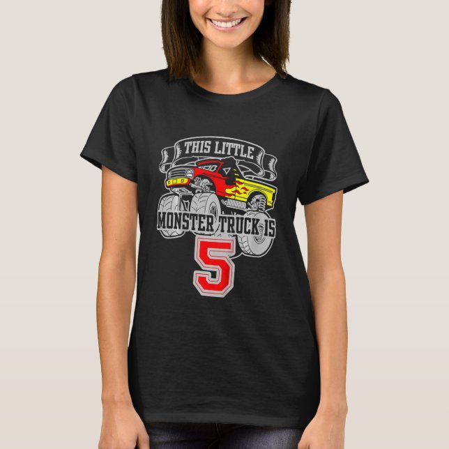 Barn Monster Lastbil 5:e födelsedag denna lilla mo T Shirt (Framsida)