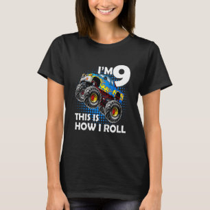 Barn Monster Lastbil 9:e födelsedagen 9 år T Shirt