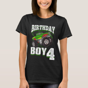 Barn Monster Lastbil Birthday Boy är 4 barn T Shirt