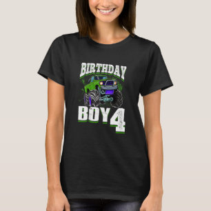 Barn Monster Lastbil Birthday Boy är 4 barn T Shirt