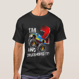 Barn Monster Lastbil födelsedag I är 2 och krossar T Shirt