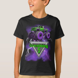 Barn Monster Lastbil som krossar "Ålder" Födelseda T Shirt