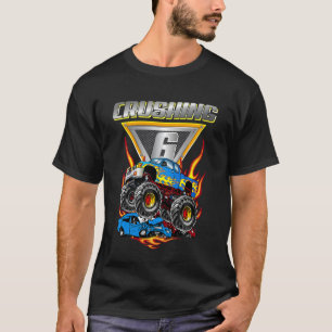 Barn Monster Lastbilar 6e Födelsedagsfest Crushing T Shirt