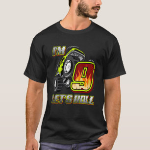 Barn Monster Lastbilar 9:e födelsedagen jag är 9 L T Shirt