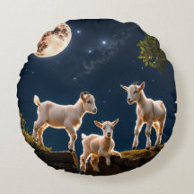 "Barn Moonlight Flight: Whimsical Baby Goat Pillo