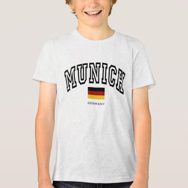 Barn München Tyskland Vintage universitets- T Shirt (Framsida)