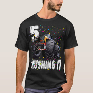 Barn, munster Lastbil som krossar det 5 år gamla 5 T Shirt