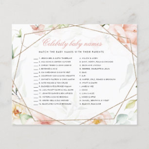 Barn namn Girl Girl Blommigt Baby Shower Game