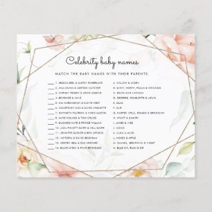 Barn namn Girl Girl Blommigt Baby Shower Game