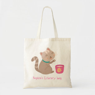 Barn namn, katt tekopp bok, bibliotek tygkasse