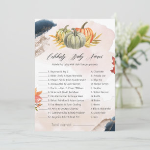 Barn namn Pumpkin Baby Shower Game Card Inbjudningar