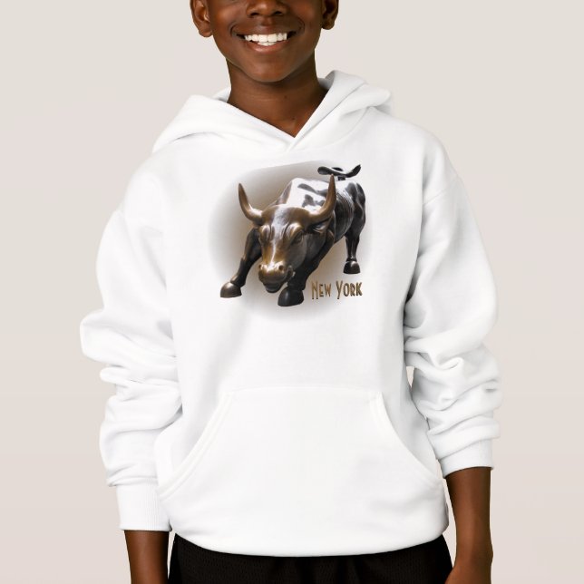 Barn New York Hoodie Bull Statue Souvenir Shirt T Shirt (Framsida)