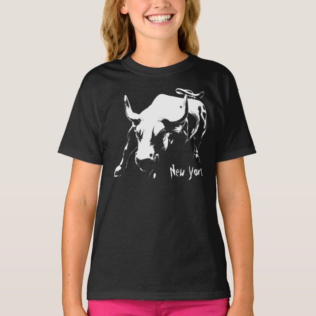 Barn New York T-shirt Organic Bull Souvenir Shirt (Framsida)