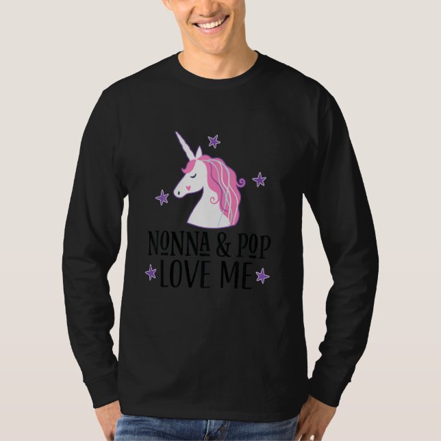 Barn Nonna Och Pop Barnbarn Enhörning T Shirt (Framsida)