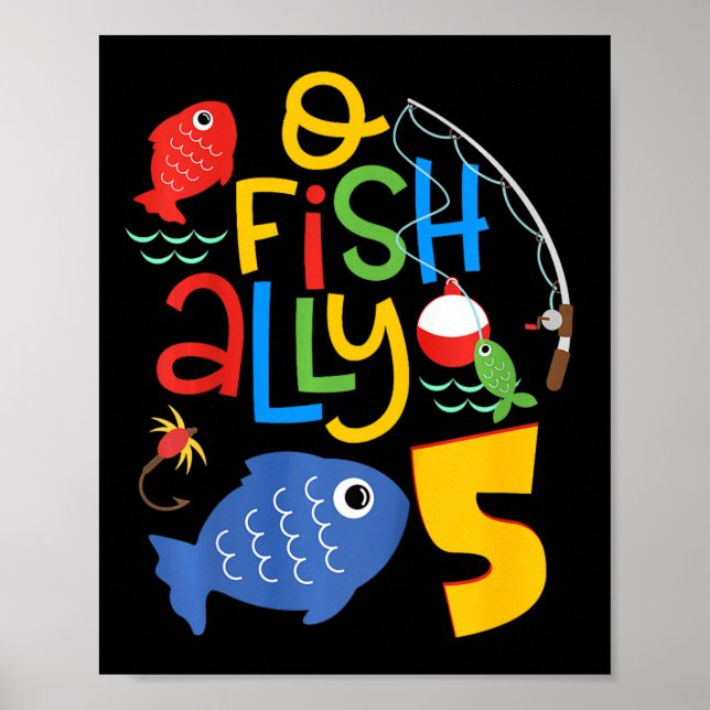 Barn O-fish-ally Fem Födelsedagsdekorationer 5 År  Poster (Framsidan)