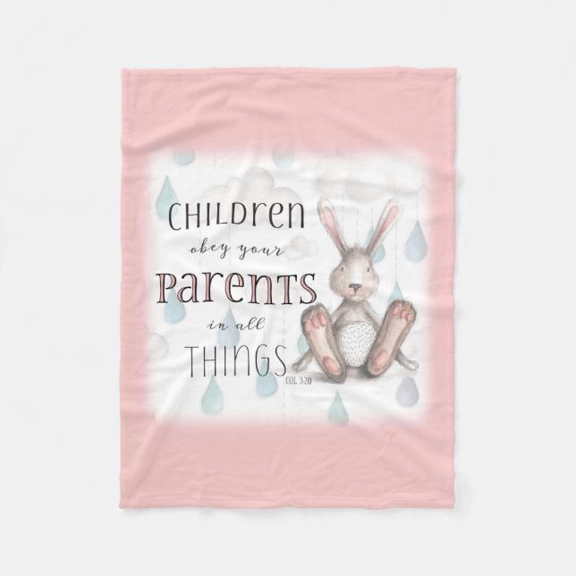 Barn Obey dina föräldrar - Kol 3:20 Rosa Fleecefilt (Framsidan)
