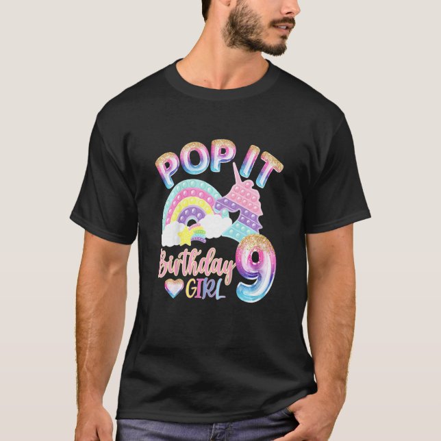 Barn och barn: 9:e året gammal födelsedagsflicka f t shirt (Framsida)