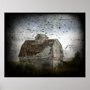 Barn och Fåglar Grunge Poster
