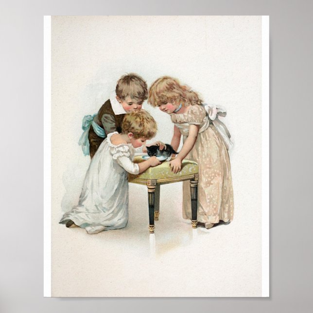 Barn och katt Vintage Poster (Framsidan)