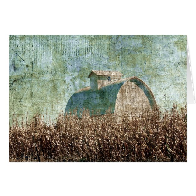 Barn och Maj Fält nära skördetiden Hälsningskort (Framsidan Horizontal)
