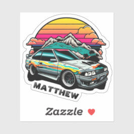 Barn och pojk räder extrem äventyr. Japansk biljdm Klistermärken